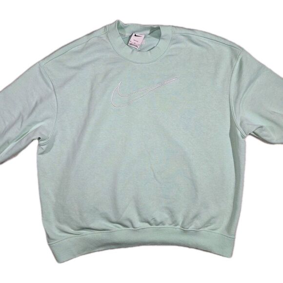 Womens Nike DriFit Graphic Crewneck Sweatshirt Green Medium - Picture 1 of 8